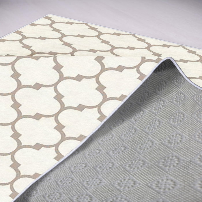 Conceptum Wookece304 Alfombra de Poliéster Blanco y Beige 80 x 150 cm